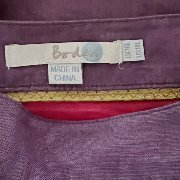 Boden Linen A-Line Skirt with Whipstitch Appliqué Detail Size 14 Long - Picture 6 of 11